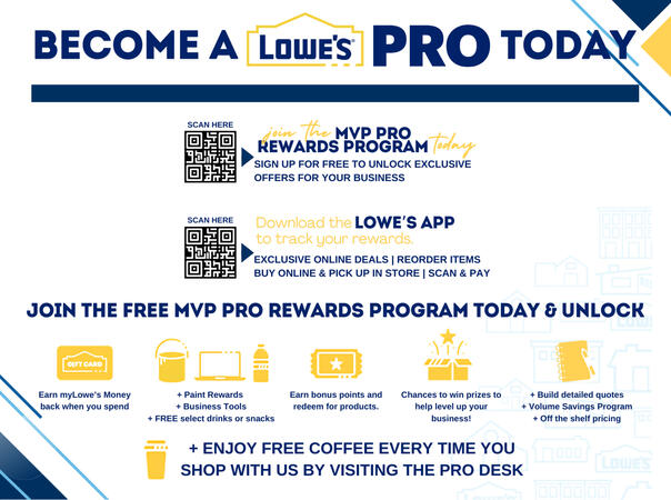 Promotional poster for Lowe's Pro Services & the MVP Rewards Program